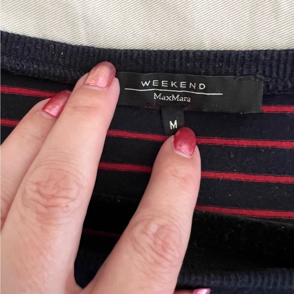 Weekend MaxMara, cotton stretchy cap sleeve boat neck shirt - Picture 7 of 7